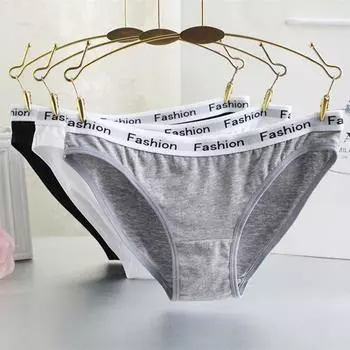 Женские хлопковые трусы с широкой боковой сумкой и надписью, удобные дышащие трусы с низкой талией XXL