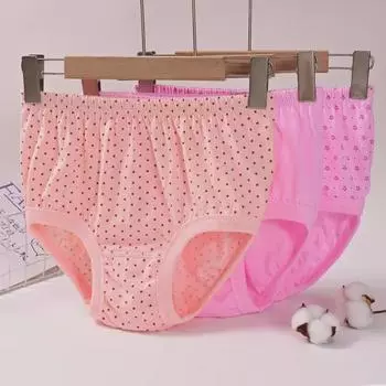 Женские хлопковые трусы с высокой талией для людей среднего и пожилого возраста — доступны большие размеры Dots, XL (70kg-100kg) розовый