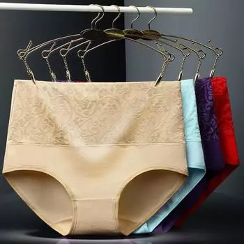 Женские хлопковые трусы с высокой талией и контролем живота L