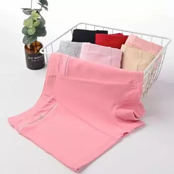 Женские хлопковые трусы, трусы с высокой талией, карманы, нижнее белье на молнии, трусы больших размеров, простые защитные шорты для пожилых женщин, брюки, шорты-бикини M чёрный