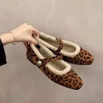 Женские хлопковые туфли на толстом каблуке, зимние, новые, квадратные, с неглубоким носком, замшевые, утолщенные, теплые, низкие туфли 35