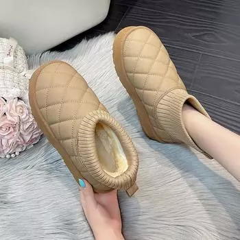 Женские хлопковые туфли с высоким берцем, студенческие белые, черные прогулочные повседневные зимние ботинки, теплые зимние ботинки на толстой подошве 35 чёрный