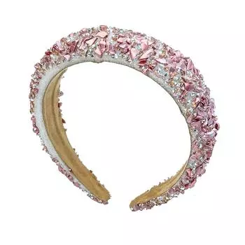 Женские хрустальные повязки для волос из Европы и Америки Женская барочная губчатая утолщенная повязка на голову Барочная красочная повязка для волос с драгоценными камнями