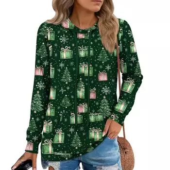 Женские худи-пуловеры, модные толстовки с капюшоном для девочек-подростков, женский осенний туник-топ L армия зеленый