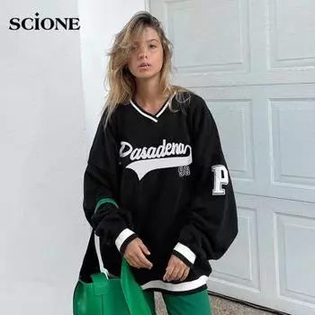 Женские худи в готическом стиле Dark y2k, уличная одежда, толстовка, хлопковый пуловер в стиле ретро, толстовка с длинными рукавами, толстовка с буквенным принтом S чёрный