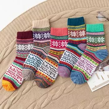 Женские и модные хлопковые уличные носки в полоску с принтом средней длины, чулки