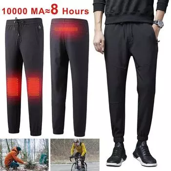 Женские и мужские брюки с электрическим USB-подогревом, зимние теплые брюки с подогревом, флисовая подкладка L чёрный