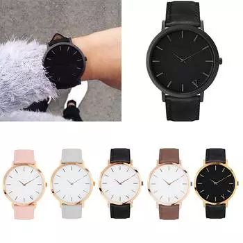 Женские и мужские дизайнерские кварцевые аналоговые наручные часы с кожаным ремешком
