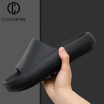 Женские и мужские домашние домашние тапочки для ванной комнаты, простые женские домашние тапочки на толстой платформе, летние нескользящие шлепанцы с облачной подушкой 36-37 чёрный