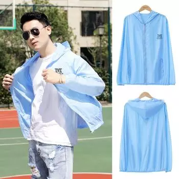 Женские и мужские куртки, летняя ветрозащитная куртка с капюшоном и длинным рукавом, защита от ультрафиолета, ветрозащитная куртка с капюшоном для рыбалки, ветровка One size серый/синий