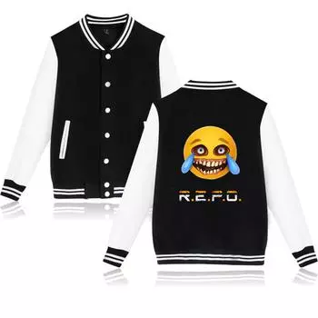 Женские и мужские куртки REPO с рисунком бейсбольная куртка большого размера в стиле хип-хоп для пар колледжа одежда на заказ XS чёрный