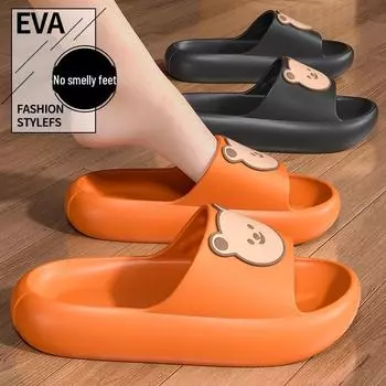 Женские и мужские летние нескользящие сандалии: Мягкие, милые тапочки для дома и ванной. Size 42-43 чёрный