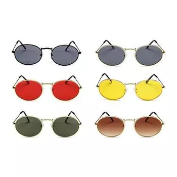 Женские и мужские маленькие овальные солнцезащитные очки с защитой от ультрафиолета, солнцезащитные очки в металлической оправе в стиле ретро