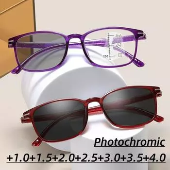 Женские и мужские модные фотохромные очки для чтения, модные прогрессивные мультифокальные очки с высокой четкостью изображения, блокирующие синий свет, очки +1,0+4,0 1.0