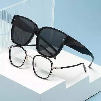 Женские и мужские модные очки с зажимами, многофункциональные, которые можно носить поверх очков, солнцезащитные очки для отдыха на природе, унисекс, модные зажимы на солнцезащитных очках, очки для вождения чёрный