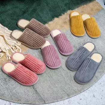 Женские и мужские нескользящие домашние тапочки из хлопка — теплые и плотные для осени/зимы