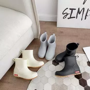 «Женские и мужские нескользящие резиновые сапоги средней высоты»: Универсальный, износостойкий, модный и теплый для использования на открытом воздухе. 40 грязно-белый