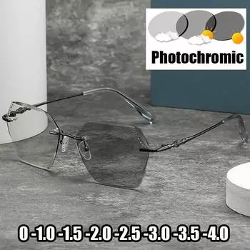 Женские и мужские очки с диоптриями, винтажные, с алмазной огранкой, меняющие цвет, солнцезащитные очки для близорукости, очки по рецепту для близорукости до -4,0 0