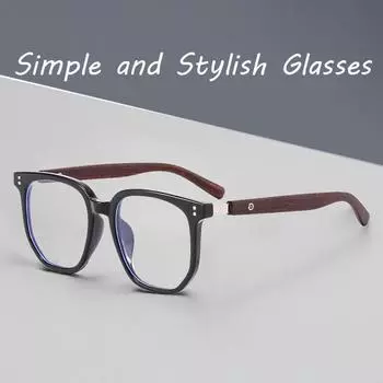 Женские и мужские очки TR90 с деревянной оправой, квадратная оправа, анти-синий свет, оптические очки
