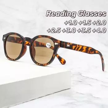 Женские и мужские ретро-очки для пресбиопии с заклепками, винтажные модные круглые очки для чтения с полной оправой, квадратные солнцезащитные очки с защитой от синего света +1.0