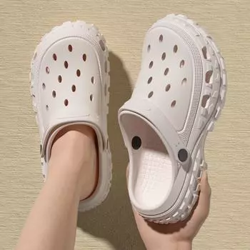 Женские и мужские сандалии для отдыха на открытом воздухе, спортивные тапочки, пляжные шлепанцы, дышащие сабо, мужская повседневная садовая обувь, нескользящие сандалии для походов на открытом воздухе 43-44EU/CN44-45 чёрный