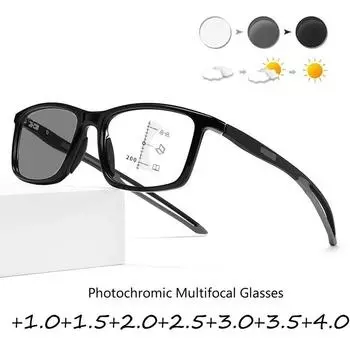 Женские и мужские спортивные фотохромные мультифокальные очки, меняющие цвет, очки для ближнего и дальнего чтения, унисекс, очки для пресбиопии, солнцезащитные очки 1.0