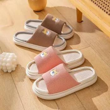 Женские и мужские тапочки из хлопка и льна: Бесшумный, впитывающий пот, нескользящий, износостойкий для всех сезонов 40-41