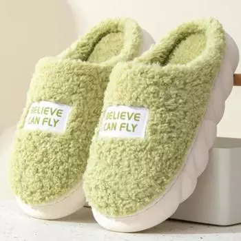 Женские и мужские тапочки на толстой подошве, домашняя обувь, зимние теплые пушистые шлепанцы из хлопка на платформе для женщин 36-37 синий