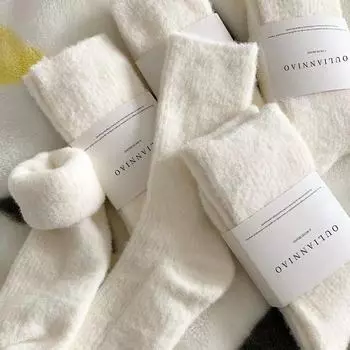 Женские и мужские толстые зимние носки из плюшевой норки и бархата Non-plush чёрный