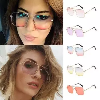 Женские и мужские винтажные ретро-очки, унисекс, модные солнцезащитные очки в оправе большого размера, очки разноцветный