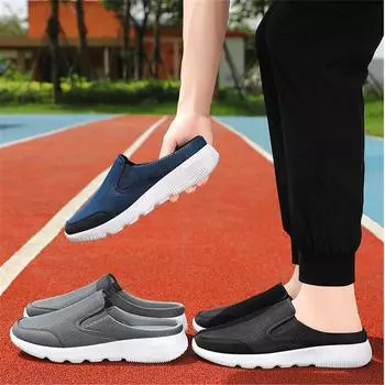 Женские и мужские вязаные тапочки, дышащие, легкие, без застежек, спортивные тапочки, удобные, нескользящие, без задника, прогулочные тапочки 39 красный