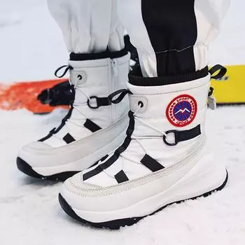 Женские и мужские зимние ботинки с толстым флисом, теплые и нескользящие, короткие ботинки 36 белый