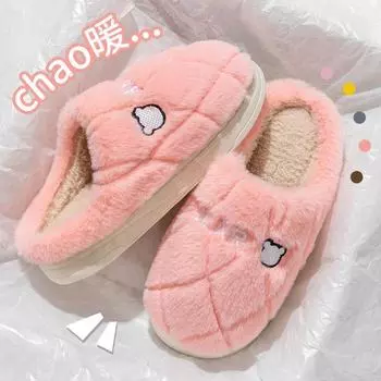 «Женские и мужские зимние нескользящие домашние тапочки — теплые, на толстой подошве, с хлопковым мехом, для пар» 42-43 кофейный