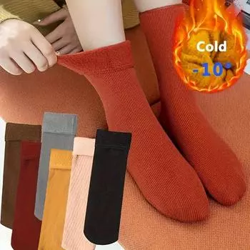 Женские и мужские зимние носки, теплые утепленные зимние ботинки, носки-тапочки, мягкие бархатные кашемировые носки для сна, однотонные домашние носки-тапочки