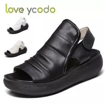 Женские и студенческие летние модные повседневные сандалии из натуральной кожи Love Ycodo 40 белый