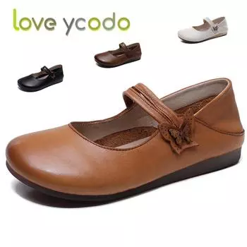 Женские и студенческие летние мокасины и лоферы из натуральной кожи бренда Love Ycodo 41 чёрный