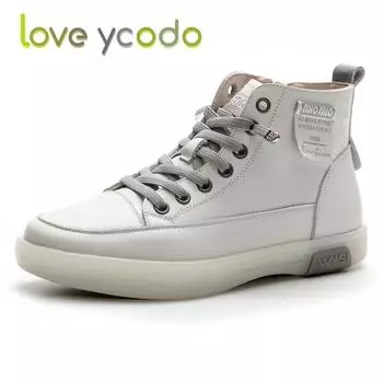 Женские и студенческие модные удобные кожаные ботинки большого размера на плоской подошве до середины ноги 42