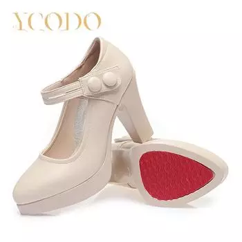 Женские и студенческие весенние и летние кожаные удобные модельные туфли на высоком каблуке, женские туфли Mary Jones 40 чёрный