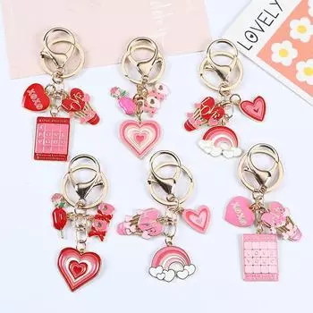 Женские и женские брелоки для ключей, держатели, украшения ко Дню святого Валентина, модные сумки в форме сердца, подвески, подарочные аксессуары