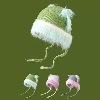 Женские и женские вязаные ветрозащитные моющиеся зимние теплые утолщенные шапки-бини Skullies