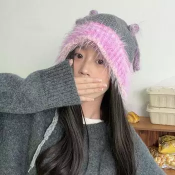 Женские и женские вязаные ветрозащитные моющиеся зимние теплые утолщенные шапки-бини Skullies