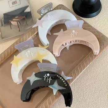 Женские и женские заколки для волос, украшения для волос, жемчужные пластиковые декоративные в форме луны, креативные модные аксессуары