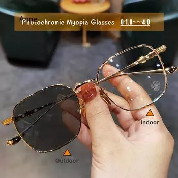 Женские интеллектуальные фотохромные очки с минусом диоптрий, уличные солнцезащитные очки с изменением цвета, модные очки для близорукости, очки по рецепту 0