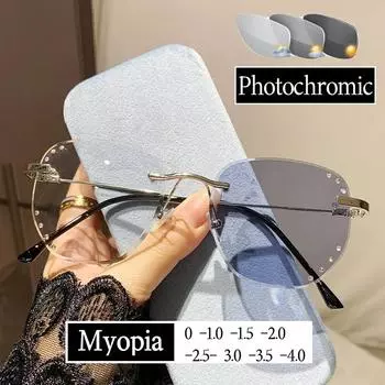 Женские интеллектуальные фотохромные очки с минусом диоптрий, уличные солнцезащитные очки с изменением цвета, модные очки для близорукости, очки по рецепту -4.0