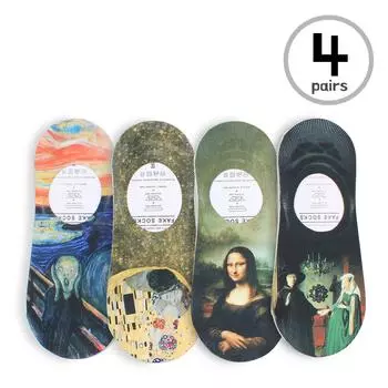 Женские известные картины с принтом, забавные новинки, повседневные хлопковые носки для экипажа, YB14 22cm-25cm