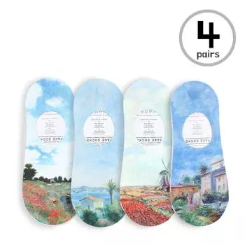 Женские известные картины с принтом, забавные новинки, повседневные хлопковые носки для экипажа, YA14 22cm-25cm