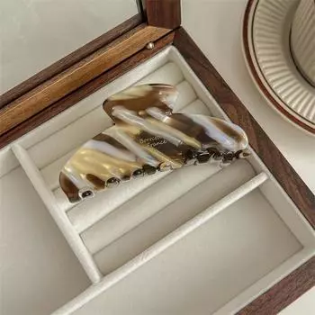 Женские изысканные элегантные ацетатные большие заколки для волос в виде акулы, аксессуары для волос для девочек, французские заколки кофейный