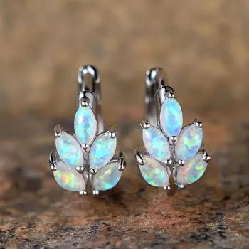 Женские изысканные роскошные серьги с пятью кристаллами в форме листа Aubao, модные ювелирные изделия белый