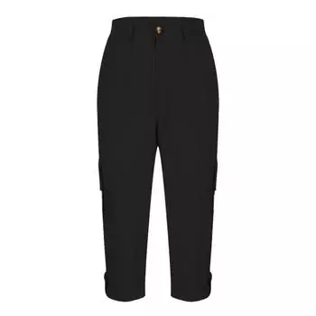 Женские капри-джоггеры-карго со средней посадкой, укороченные летние быстросохнущие походные брюки с множеством карманов S чёрный