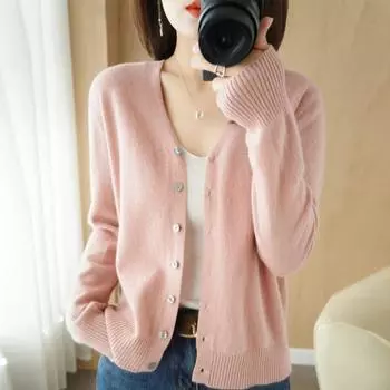 Женские кардиганы однобортные трикотажные изделия с длинным рукавом вязаный кардиган корейская мода весенний повседневный свитер S